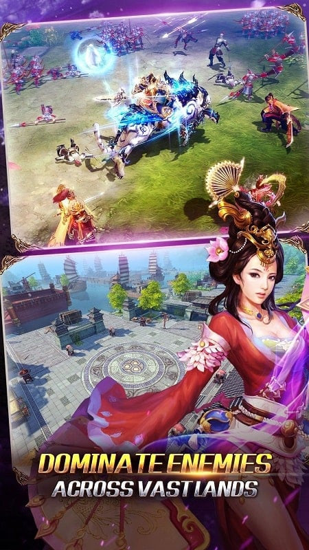 alt text: Hình ảnh giao diện nâng cấp trang bị trong game Kingdom Warriors MOD APK