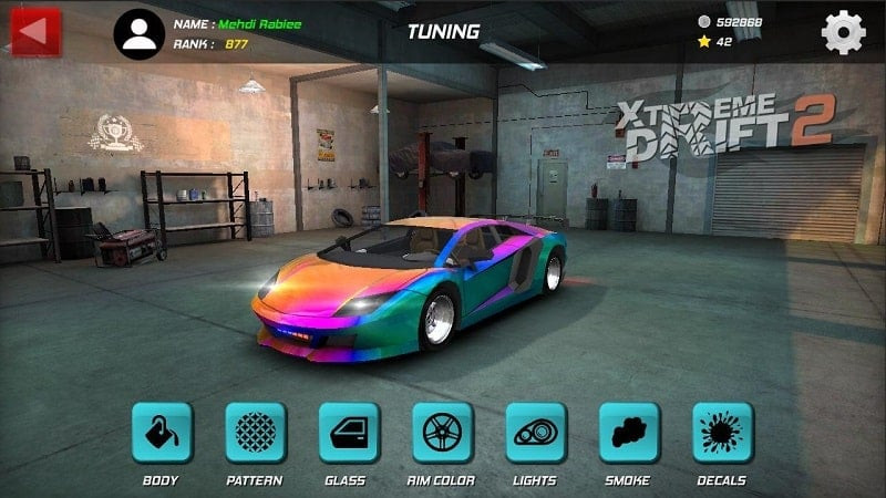 Car upgrade interface in Xtreme Drift 2