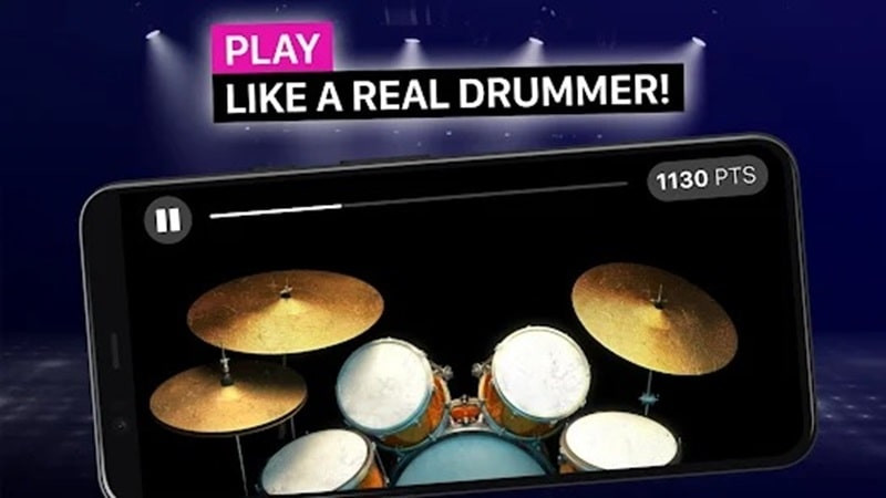 alt text: Hình ảnh giao diện Real Drum trên điện thoại Android