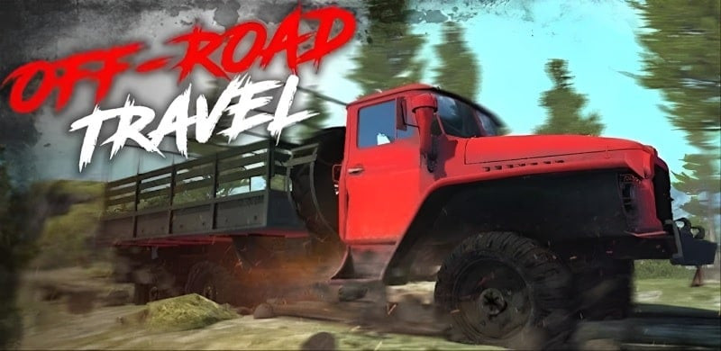 alt text: Hình ảnh giới thiệu game Off-Road Travel với một chiếc xe địa hình đang vượt qua địa hình hiểm trở