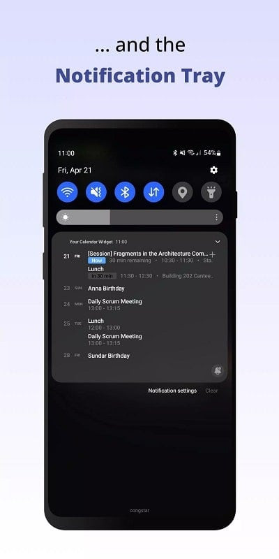 alt text: Hình ảnh hiển thị tính năng mod của Your Calendar Widget, cho phép người dùng mở khóa các tính năng pro.