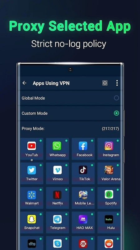 XY VPN app displayed on a phone with a user-friendly interface