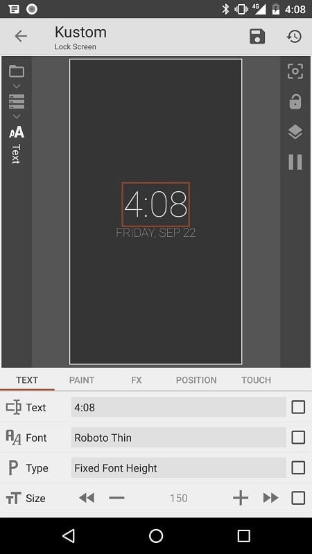 alt text: Hình ảnh màn hình khóa được tùy chỉnh với KLCK Kustom Lock Screen Maker MOD APK, hiển thị đồng hồ, ngày tháng và thông báo.