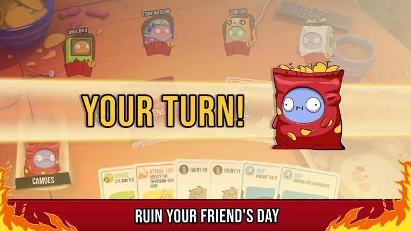 alt text: Hình ảnh mèo nổ trong game Exploding Kittens 2 MOD APK phiên bản 0.0.25