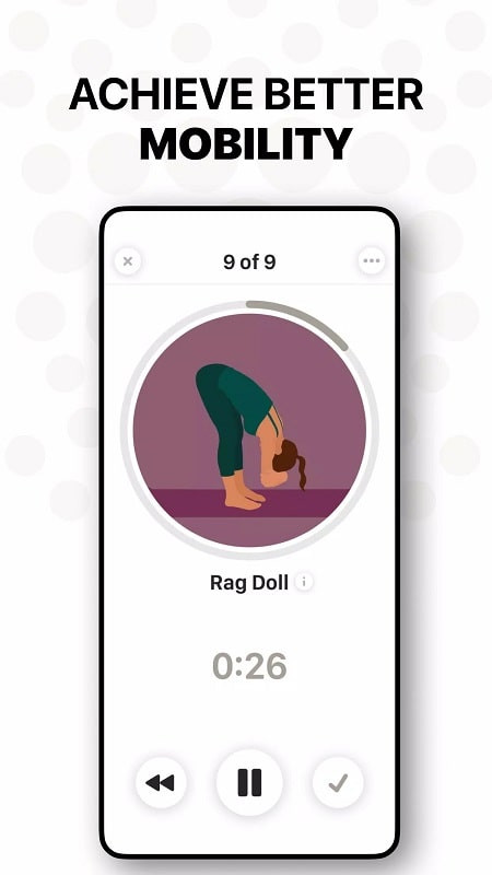 A person performing a stretching exercise on the Bend app for Android.