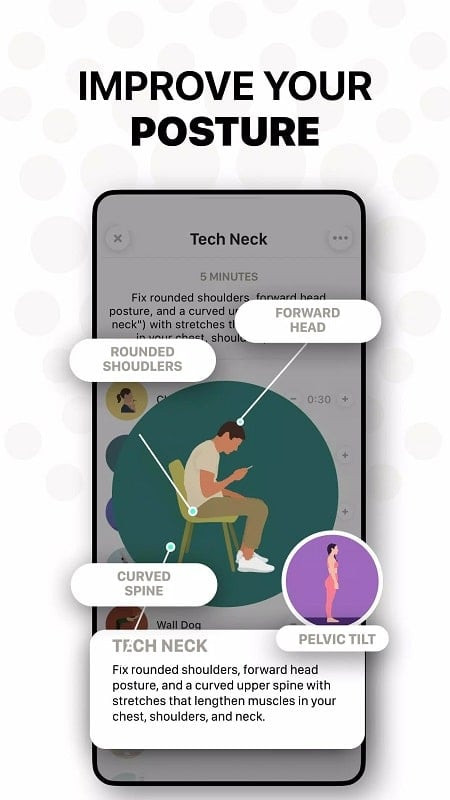 A person demonstrating a stretching exercise in the free Bend APK app.