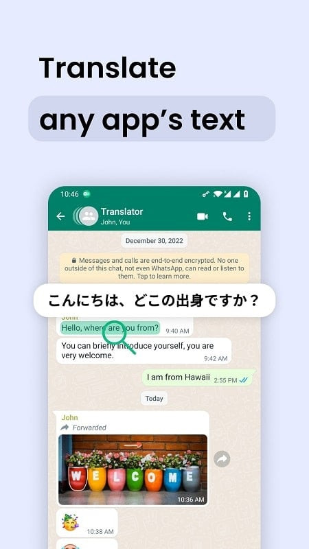 Instant Translate On Screen MOD APK translating text on a mobile screen.