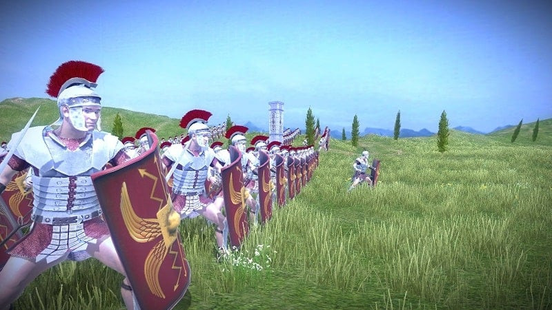 alt text: Hình ảnh minh họa game Legions of Rome 2 với quân đoàn La Mã đang hành quân