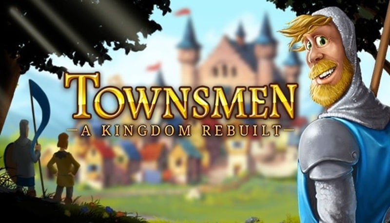 alt text: Hình ảnh minh họa game Townsmen A Kingdom Rebuilt, một thành phố thời trung cổ đang được xây dựng