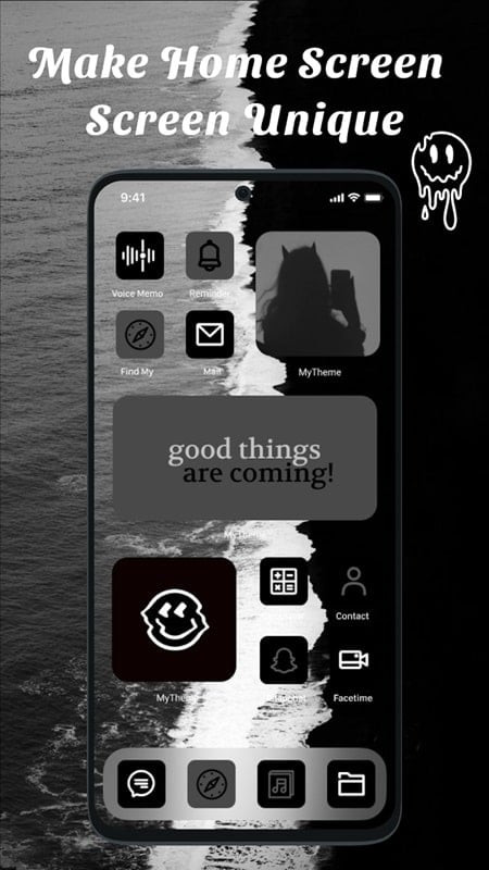 Phone interface after applying a theme from MyTheme MOD APK.