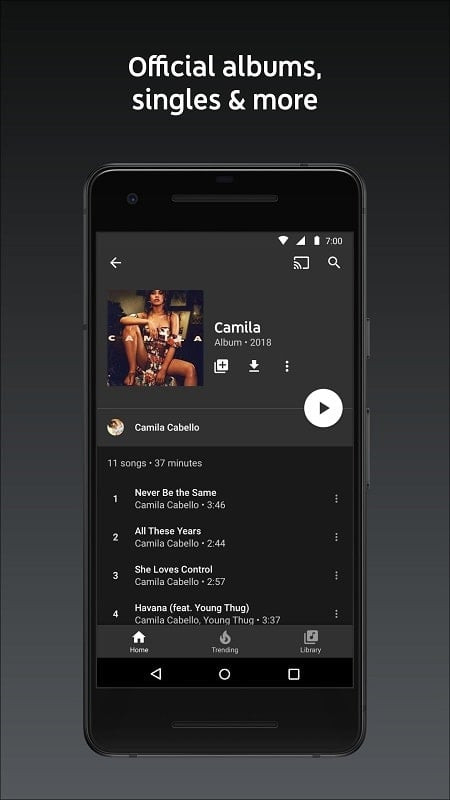 YouTube Music MOD APK interface on a mobile phone.