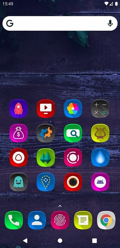 Example of a wallpaper paired with the Annabelle UI icon pack