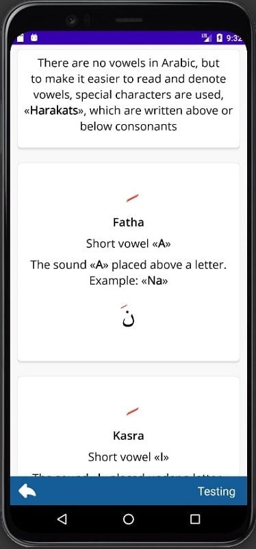 alt text: Hình ảnh minh họa một trò chơi học tập trong ứng dụng Arabic Alphabet MOD free