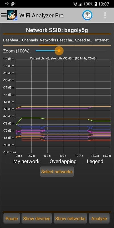 alt text: Hình ảnh minh họa tính năng thông báo âm thanh trên WiFi Analyzer Pro, giúp người dùng nhận biết cường độ tín hiệu wifi mà không cần nhìn vào màn hình.