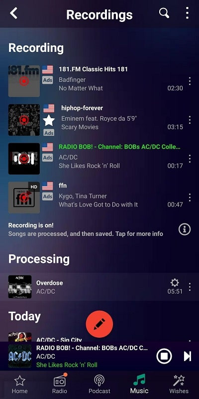 Audials Radio Pro app with search functionality by radio station and genre