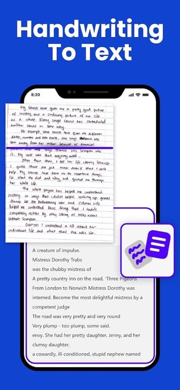 Image to Text MOD APK scanning a document on an Android phone