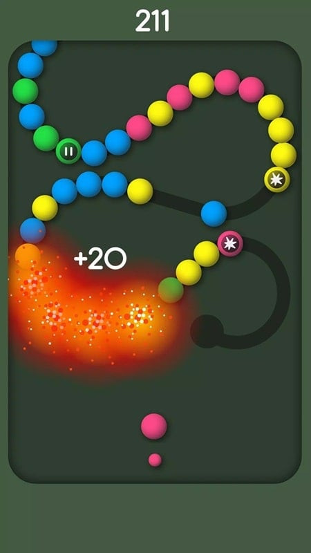 Colorful balls being shot in Snake Balls