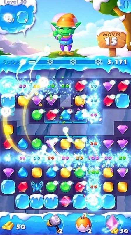 alt text: Hình ảnh minh họa việc nâng cấp thiết bị trong game Ice Crush 2