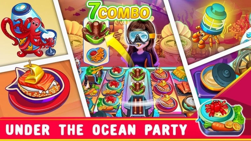 alt text: Screenshot of Cooking Party Cooking Games showing customers being served.