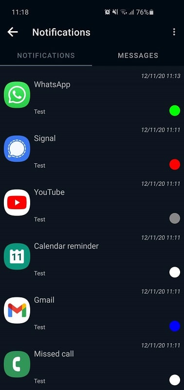 alt text: Hình ảnh minh họa widget của LED Blinker Notifications Pro trên màn hình chính điện thoại