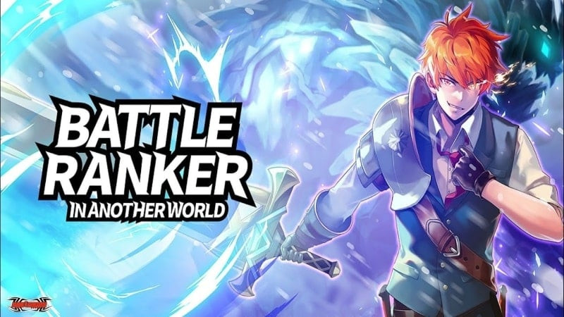 Alt text: Hình ảnh nhân vật chính trong game Battle Ranker in Another World với thanh kiếm và hiệu ứng phép thuật