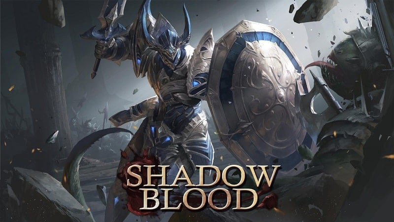 alt text: Hình ảnh nhân vật chính trong game Shadowblood với tạo hình mạnh mẽ và đầy sức mạnh, sẵn sàng chiến đấu với kẻ thù.