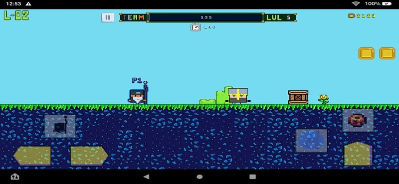 Pixel art screenshot of the main character traversing a level in Mobile World of Naples.