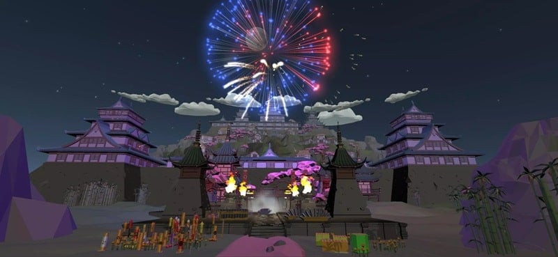 Fireworks exploding in the night sky in FWPlay