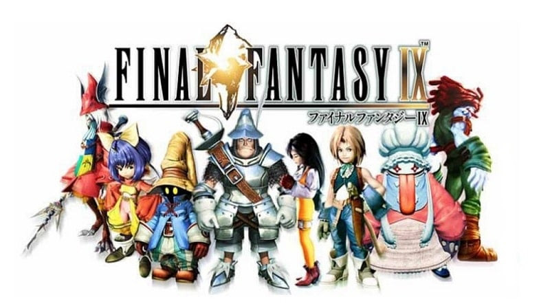 alt text: Hình ảnh quảng cáo game FINAL FANTASY IX với các nhân vật chính