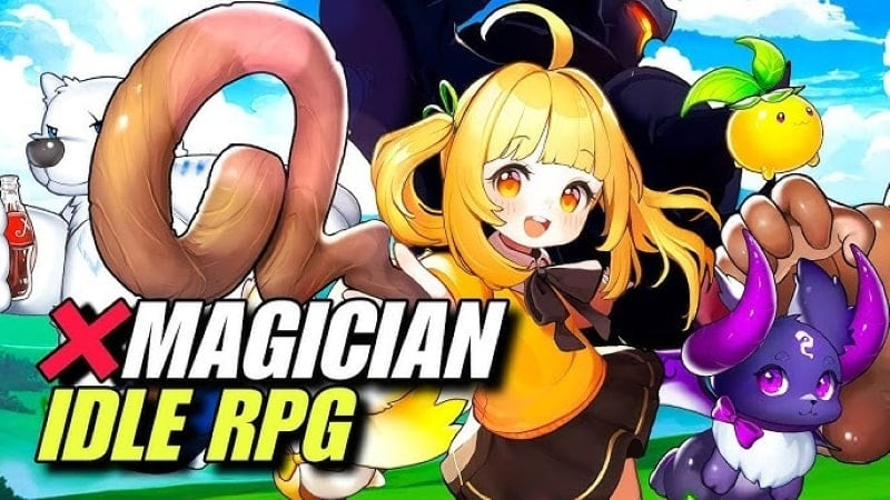 alt text: Hình ảnh quảng cáo game X Magician với một pháp sư nhỏ dễ thương đang tung chiêu