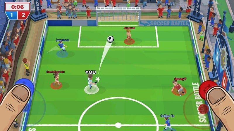 alt text: Hình ảnh Soccer Battle MOD cho thấy tính năng mở khóa tất cả các cầu thủ, giúp người chơi có nhiều lựa chọn hơn.