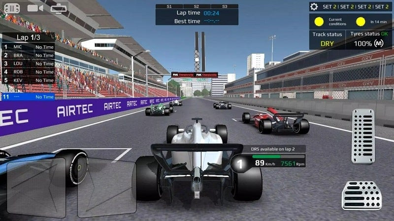 Fx Racer MOD APK: in-game UI and a race car.