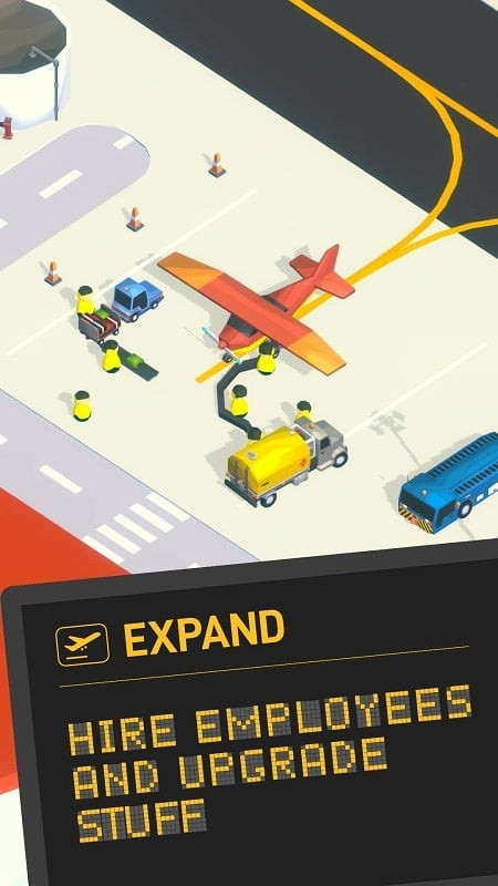 A screenshot of Airport Inc showcasing airport services like check-in counters, waiting areas, and duty-free shops.