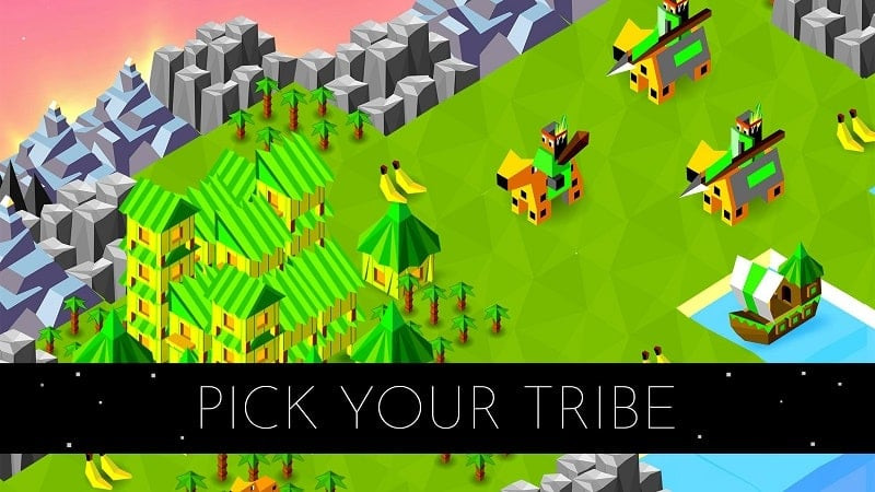 alt text: Hình ảnh trong game Battle of Polytopia cho thấy cảnh chiến đấu giữa các bộ tộc.