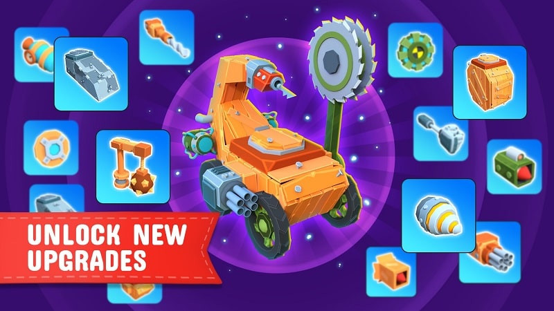 alt text: Hình ảnh trong game Cars Clash 3D cho thấy một chiếc xe chiến đấu đang di chuyển trên đấu trường