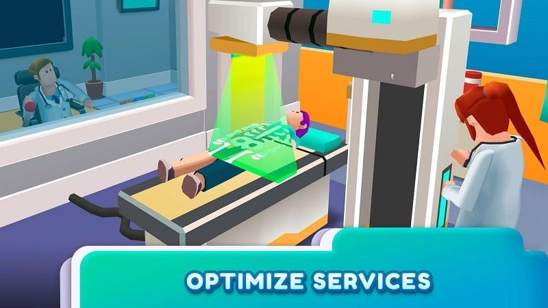 Hospital Empire Tycoon gameplay screenshot showing different departments within the hospital.