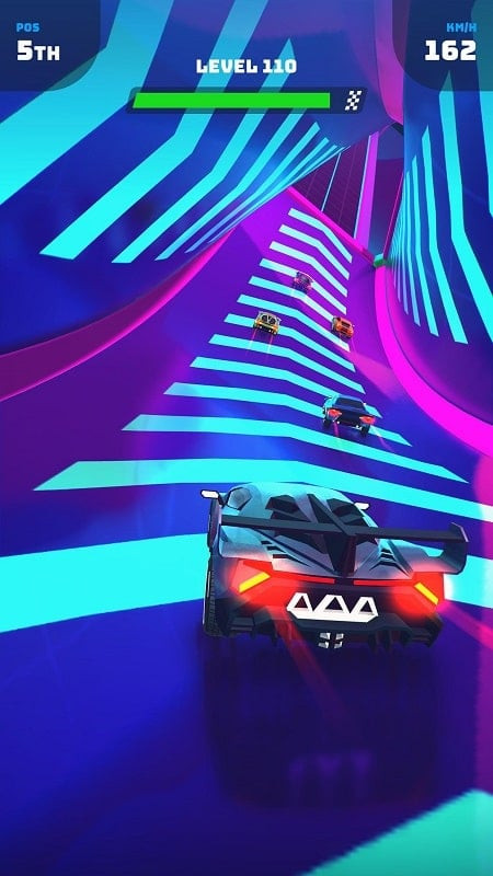 A yellow race car overtaking an opponent in Race Master 3D.