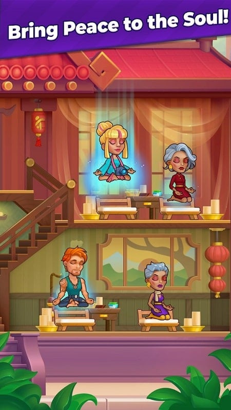 Soul Spa gameplay screenshot showing the character serving a customer.