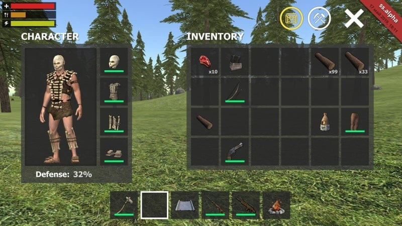 Survival Simulator gameplay screenshot: Character fighting wildlife.