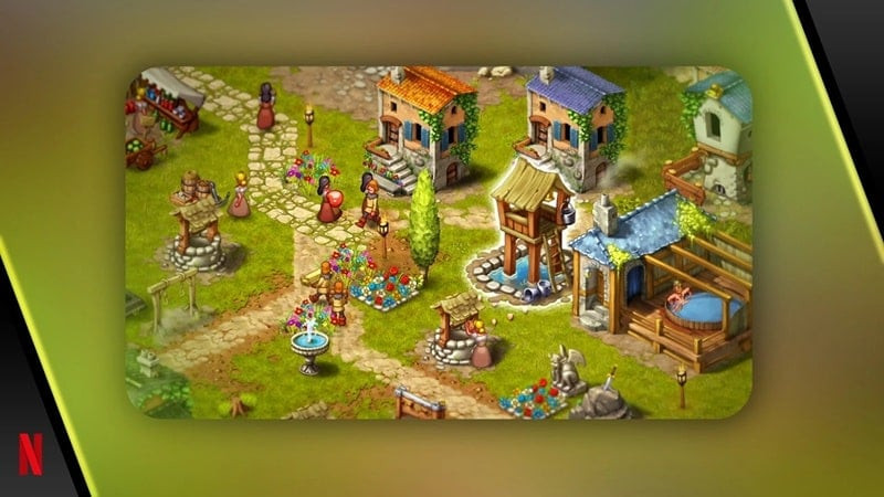 alt text: Hình ảnh trong game Townsmen A Kingdom Rebuilt cho thấy giao diện xây dựng các công trình