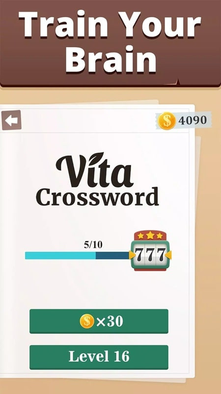 Vita Crossword for Seniors MOD APK screenshot showcasing the user-friendly interface.