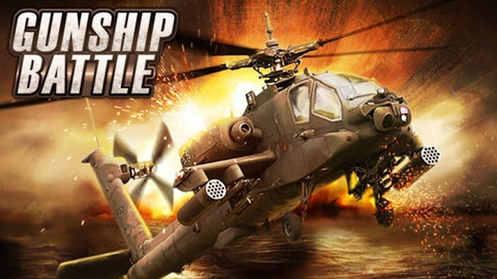 alt text: Hình ảnh trực thăng chiến đấu trong GUNSHIP BATTLE: Helicopter 3D