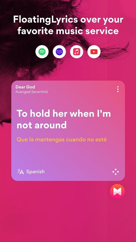 Musixmatch app on a phone displaying song lyrics