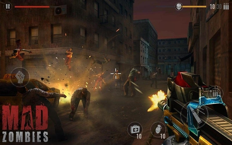 alt text: Kho vũ khí đa dạng trong MAD ZOMBIES