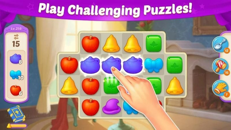 Colorful puzzle blocks in a Castle Story level