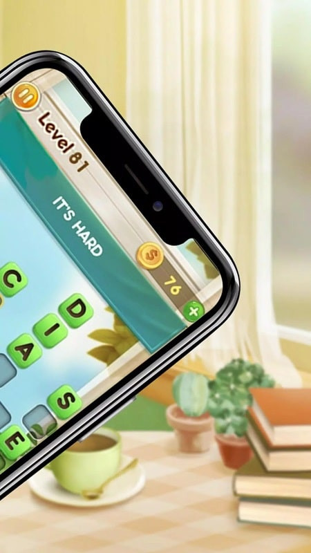 alt text: Màn hình chơi game Word Puzzle Time với giao diện gỗ độc đáo