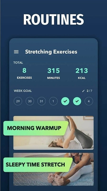 alt text: Minh họa bài tập giãn cơ cho chân trong ứng dụng Stretch Exercise