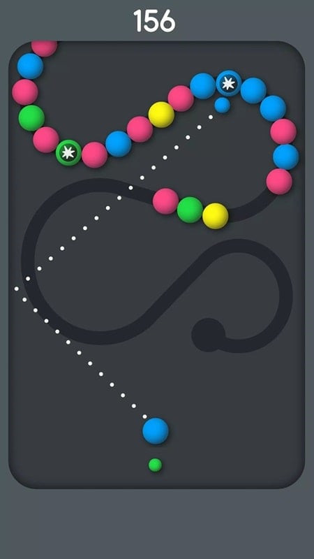 Different levels in Snake Balls with increasing difficulty