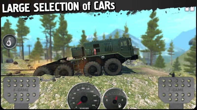 alt text:  Một chiếc xe địa hình đang chinh phục địa hình sa mạc trong game Off-Road Travel MOD APK