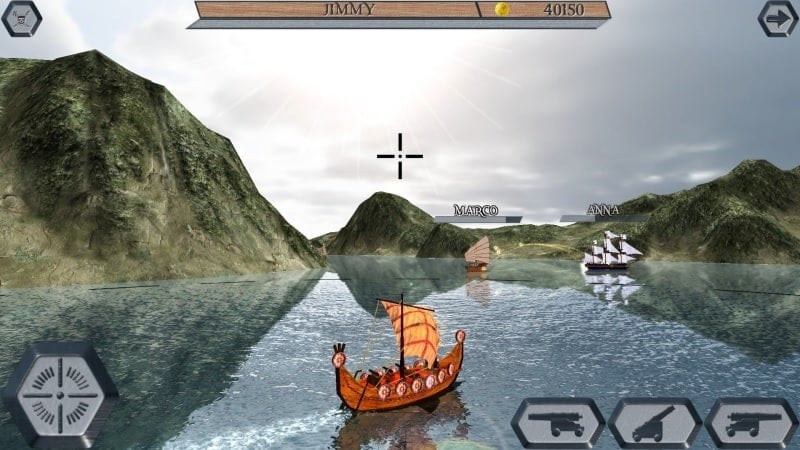 alt text: Nâng cấp tàu chiến trong World Of Pirate Ships MOD